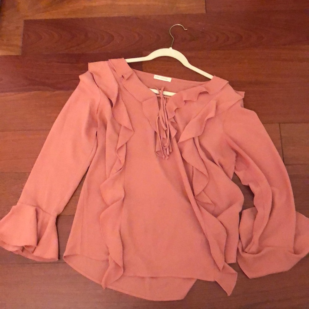 Lightweight, long sleeve pink blouse